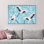 IDÉE4WALL, impression sur toile encadrée, décoration de chambre BCBG, motif de cerisiers en fleurs, oiseaux, nature, décoration, multicolore, rustique coloré pour le salon, la chambre à coucher, le bureau, encadrée sur toile