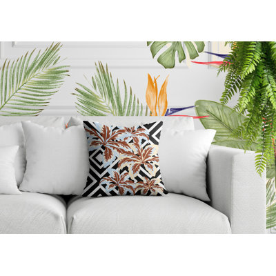 Oreiller carré réversible intérieur / extérieur à motif floral Hoku