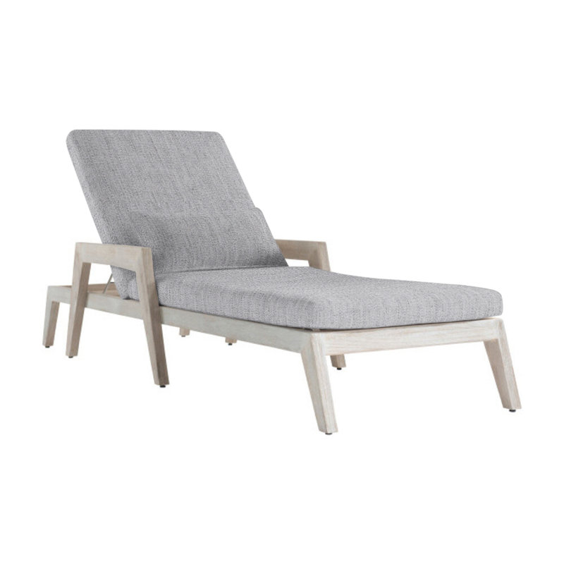 Altea 88.25" Long Teak Single Chaise with Cushions, Canvas Granite Sunbrella® Canvas