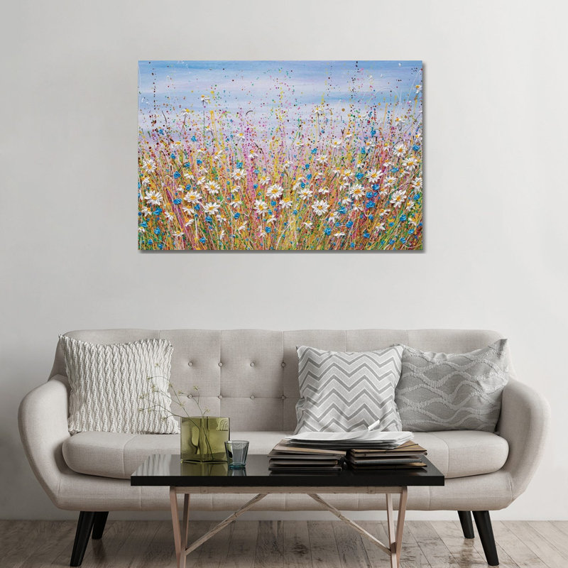 Summer Daisy Field - Giclée sur toile tendue avec châssis, H 32 po x l 48 po