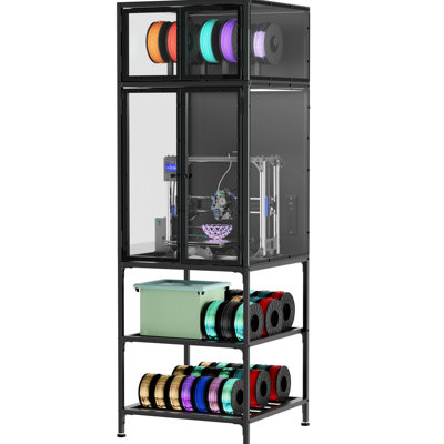 3D Printer Cabinet With T-Shaped Filament Bar, Noise-Reducing Design, Double Layer Storage Rack For Office Use And Filaments