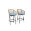 Ensemble de 2 tabourets de bar d'extérieur avec accoudoirs, chaises de bar en rotin toutes saisons avec dossier, tabourets de bar en osier pour jardin, piscine, balcon et terrasse