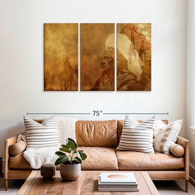 Lelar Native American Depiction, 36" H x 57" W