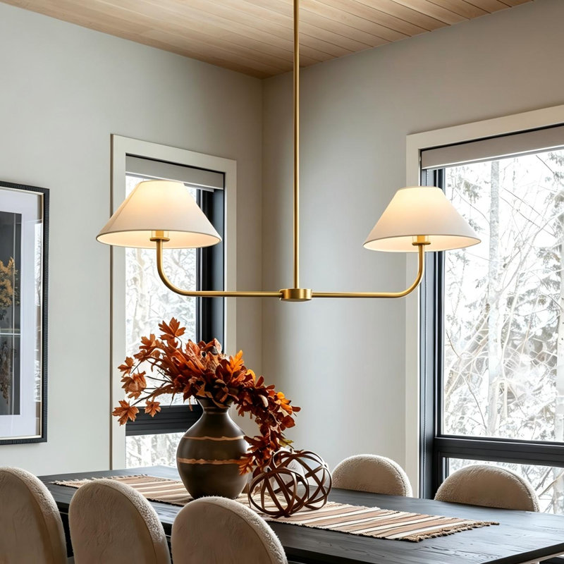 Luminaire suspendu pour îlot de cuisine 2 lumières Kelsey, Doré