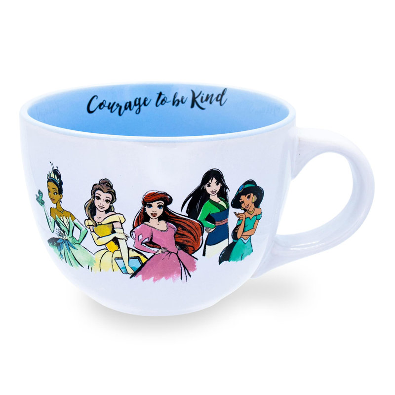 Grande tasse à soupe en céramique «Courage To Be Kind» Disney Princess | Peut contenir 24 onces