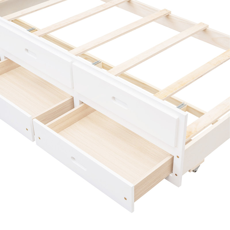 Lit plateforme avec rangement Jarrelle, Blanc