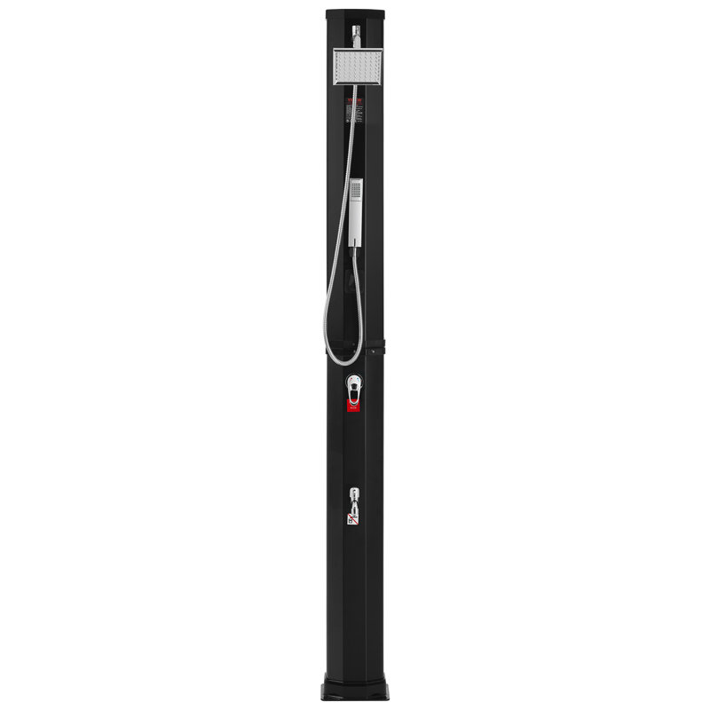 Black Solar Heated Outdoor Shower with UV-Resistant Tank