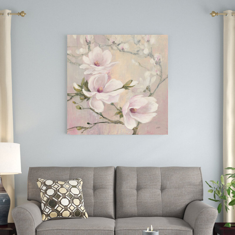 «Blush Magnolias» par Julia Purinton, reproduction d'art sur toile tendue, H 36 po x l 36 po