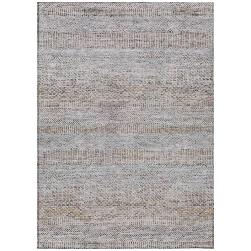 Tapis intérieur lavable rayé en lin 8 pi x 10 pi