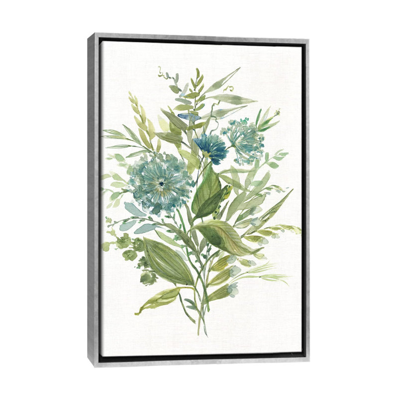 «Greenery II» par Carol Robinson - reproduction d'art, Toile avec cadre argenté, Pas de tapis, H 26 po x l 18 po x 1,5 po