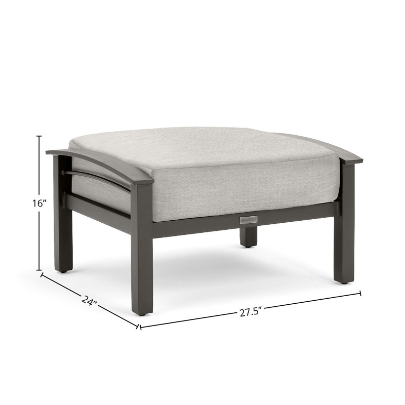 Stanford Cushion Ottoman, Weathered Teak, Light Gray