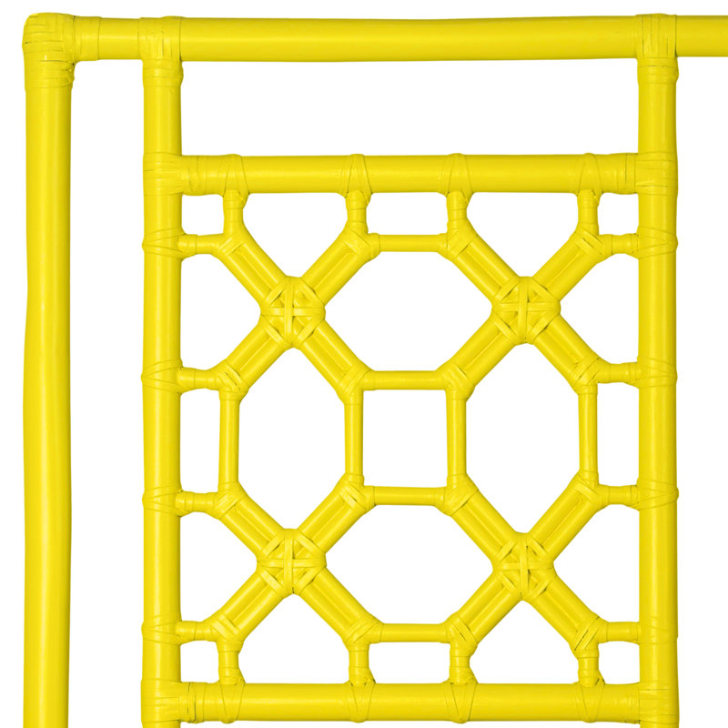 Lattice Back Open-Frame Rattan Headboard, Full, Sunflower Yellow