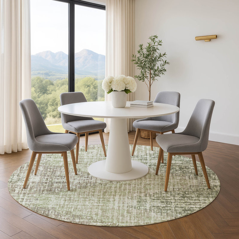 Premium Machine Washable Ansley Geometric Rug, Round 8'