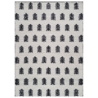 Scandinavian Arrow Shag Rug – Anthracite Dark Gray – Medium Pile, Soft Feel, Easy Maintenance