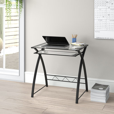 Eckstein Glass Top Metal Base Computer Desk