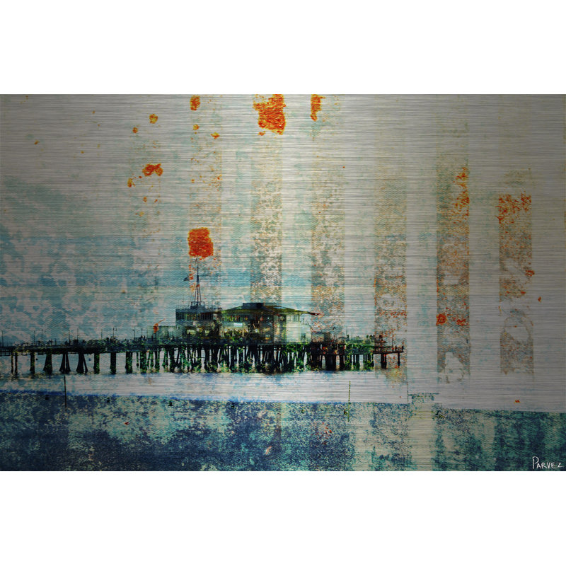 « santa monica pilier »-reproduction de photo sur métal, 30 po x 45 po