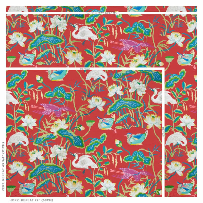 Lotus Garden Wallpaper, Red