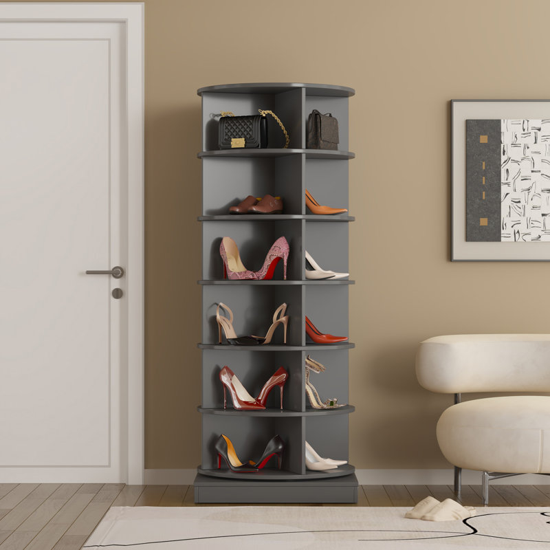 28 Pair Shoe Rack, Gray, 56.14" H x 24" W x 24" D