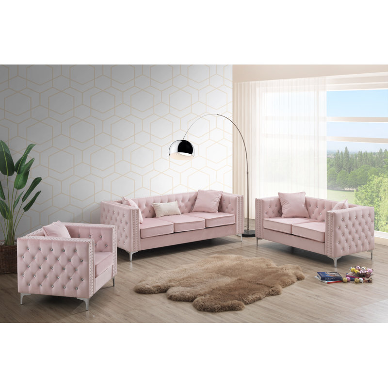 Causeuse Cannella, Velours rose