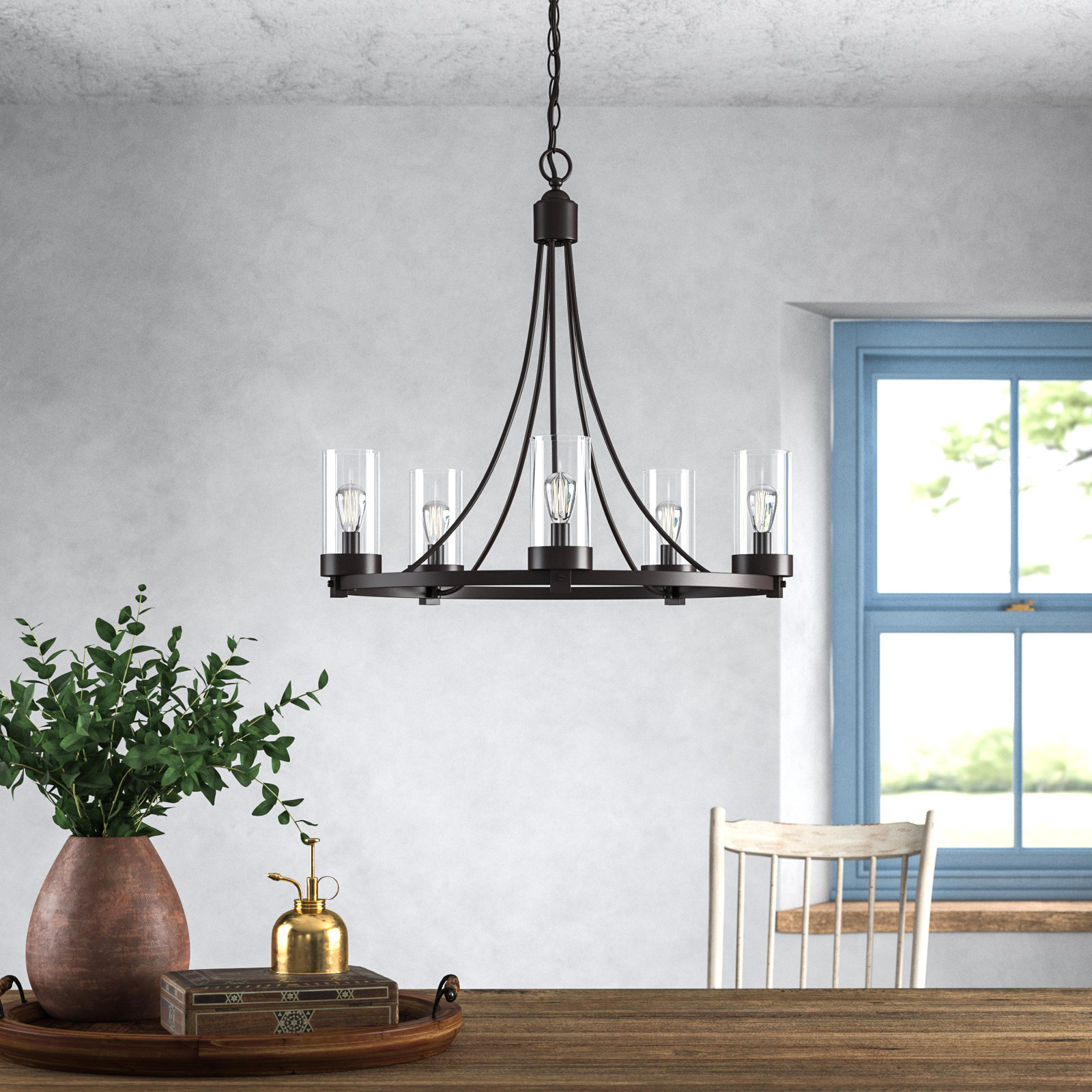 Laurie 5 - Light Wagon Wheel Chandelier, Oil Rubbed Bronze