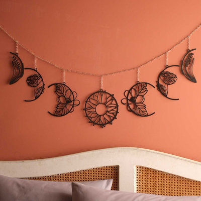 Accessoire mural décoratif en métal, acier noir, 10,6 po x 53,5 po | Fabrication 100% acier, épaisseur: 0,04 pouce | Léger à 0,9 lb | Parfait pour la décoration intérieure moderne et l'art mural élégant