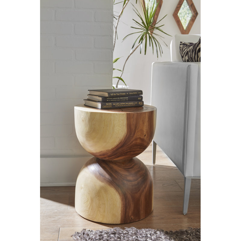 Chamcha Wood Hour Glass End Table
