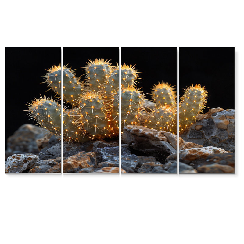 Cactus jaune, jaune et noir, H 28 po x l 48 po