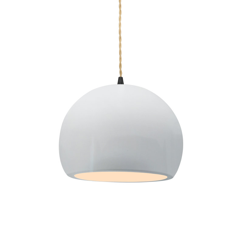 Luminaire suspendu à 1 lumière Aschwin, H 6 po x l 7 po x P 7 po, Blanc brillant / blanc brillant, Matte Black