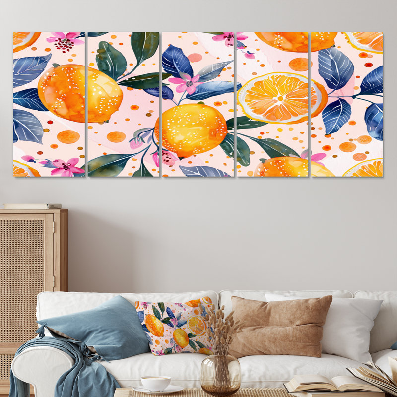 «Yellow Yellow Floral Orange Trees II», ensemble de reproductions d'art mural, H 32 po x l 80 po