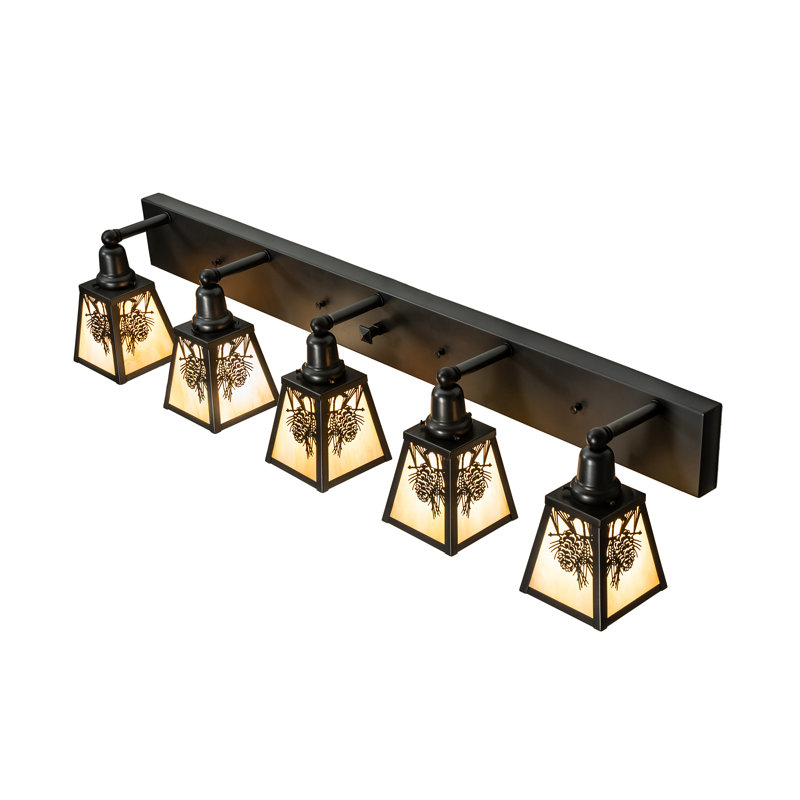 Vanity Light, 10" H x 48" W x 9" D, Beige, Craftsman Brown