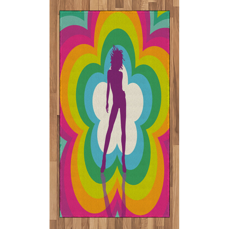 Psychedelic High Density Long Fiber Poly Threads Decorative Area Rug Carpet, Rectangle 2'7" x 5'