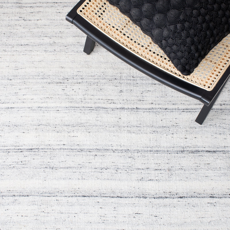 Tapis rayé en laine / coton tissé à la main Starcher, Carré 7 pi