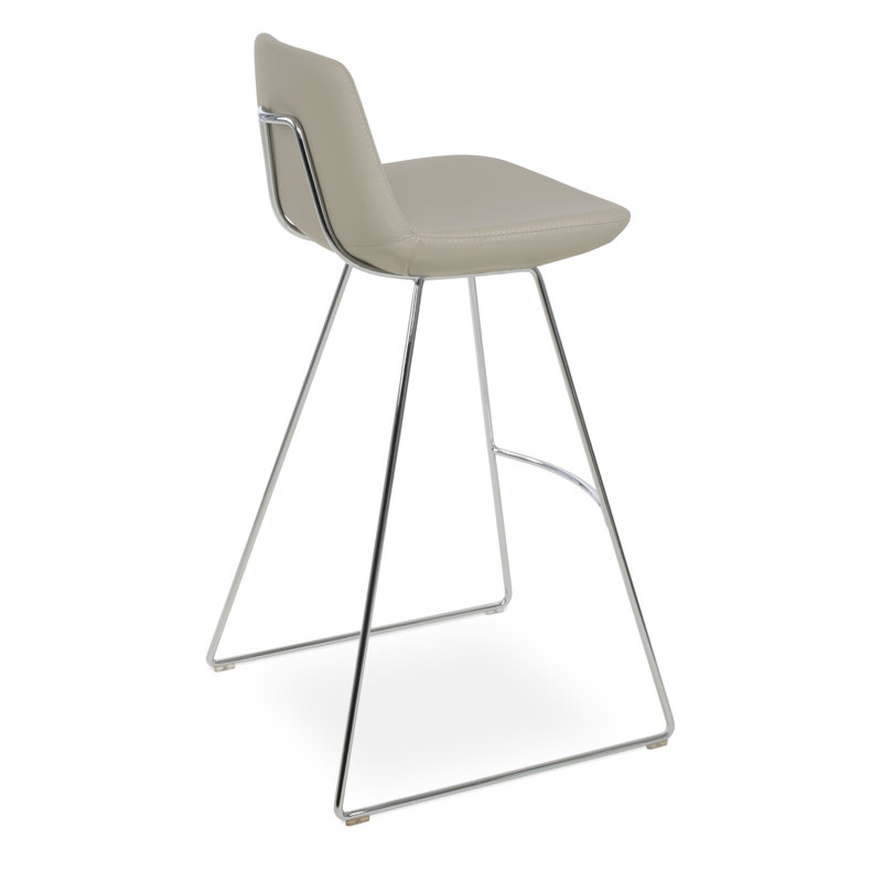 Tabouret de bar et de comptoir Pera HB, Chrome, Similicuir os, Tabouret de bar (siège d'une hauteur de 29 po)
