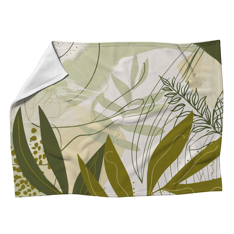 Foliage Cool Pattern Machine Printed Throw Blanket, 50" W x 60" L