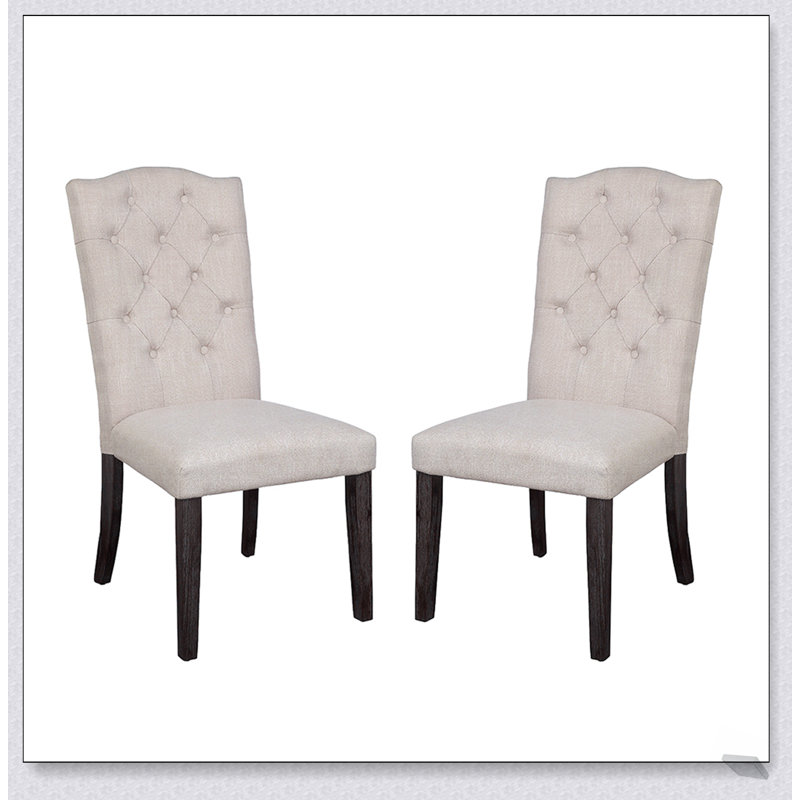 Ensemble de 2 élégantes chaises de salle à manger rembourrées en lin avec dossier capitonné, parfaites pour le confort et le style de toute salle à manger