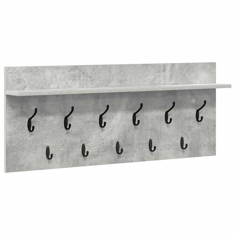 Wall-Mounted Coat Rack With Shelf Engineered Wood, Concrete Grey