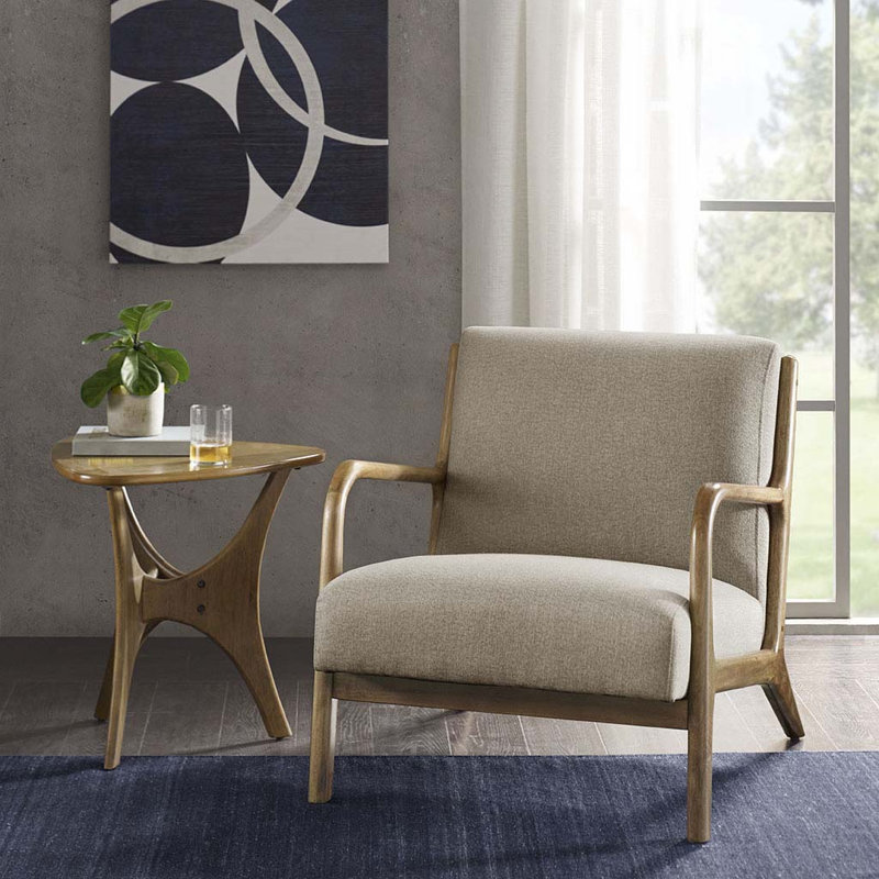 Chaise rembourrée en polyester avec 4 pieds, Taupe