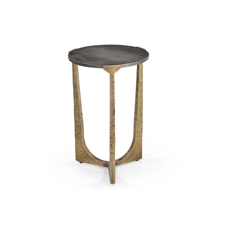 Amara Modern Hammered Metal Accent Table with Antique Brass Base