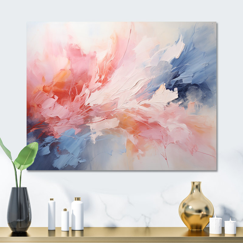 Tourbillon apaisant rose et bleu III - art mural abstrait en métal MT137248, H 12 po x l 20 po x P 1 po