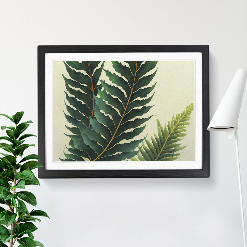 Fern Leaf Vol.1 - Single Picture Frame Painting, Black, 46cm H x 64cm W x 2cm D