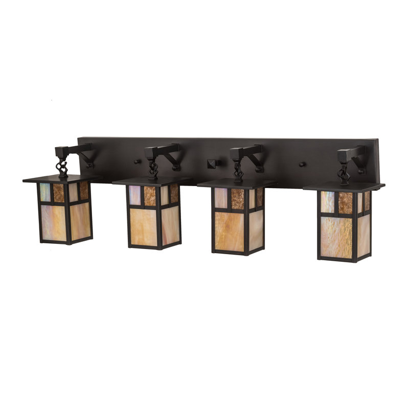 Craftsman Brown 39" Glass 4-Light Dimmable Vanity Light