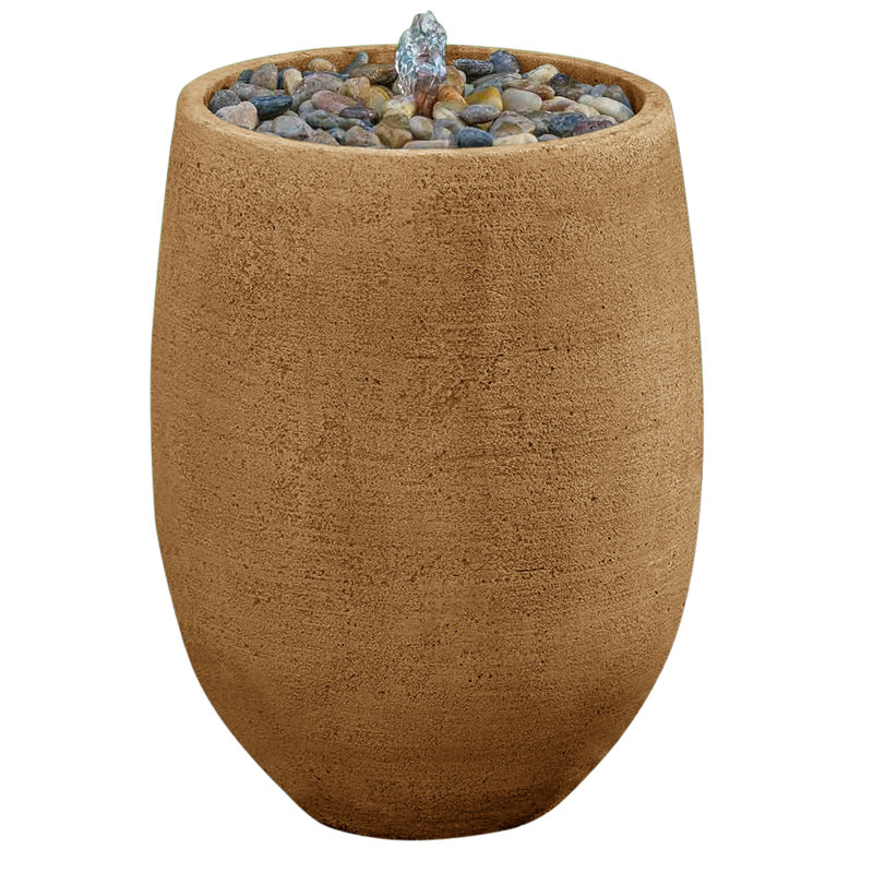 Fontaine en béton Yayla, H 22 po x l 15,5 po x P 15,5 po, Travertin