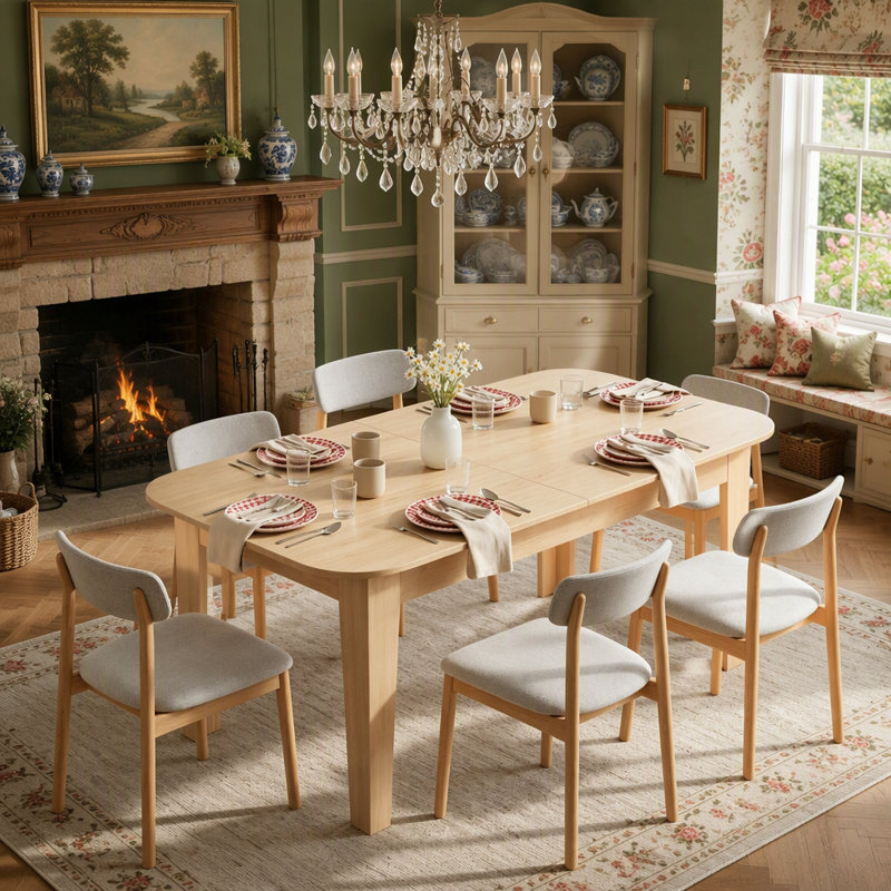 Extendable with Steel Base Dining Table