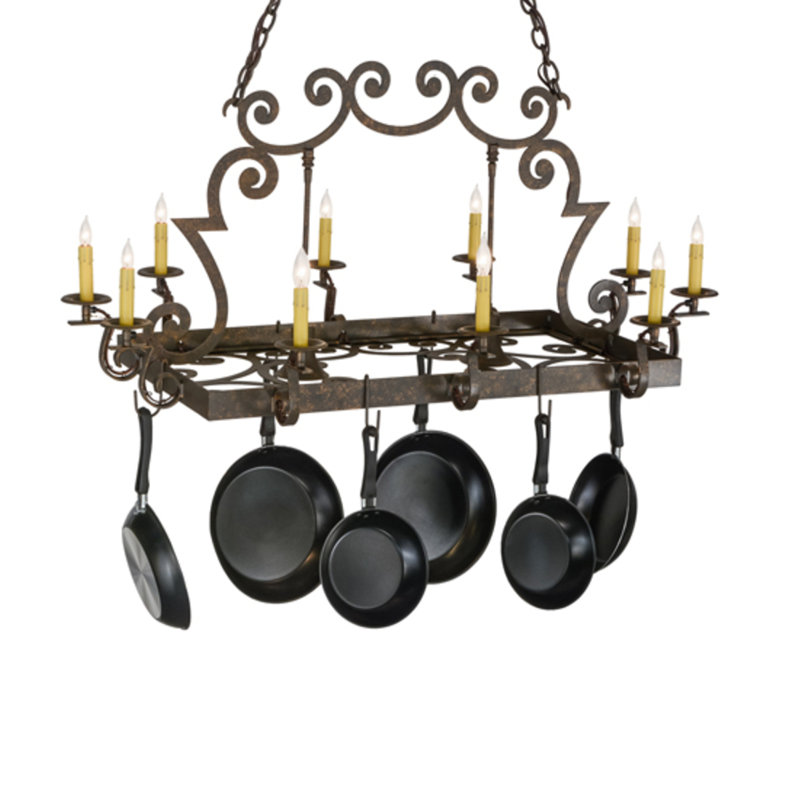 Tourelle Steel Handcrafted Rectangle Chandelier Pot Rack