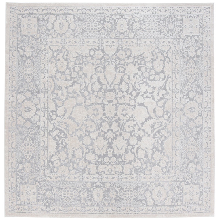 Calidia Floral Light Gray/Cream Area Rug