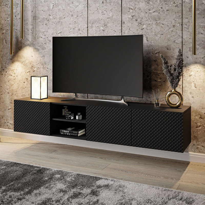Retal Unfinished TV Stand for TVs up to 70", Black