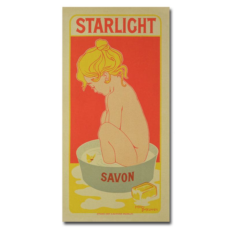 « starlight soap, 1899 », publicité rétro sur toile tendue, H 32 po x l 16 po x P 2 po