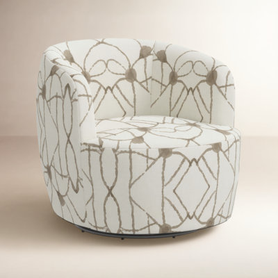 Mina Cotton Upholstered Swivel Barrel Chair