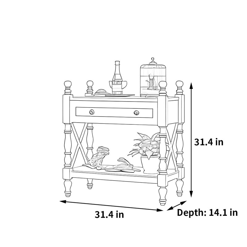 Bibliothèque artistique et pratique, (2 tablettes) H 31,4 po x l 31,4 po x P 14,1 po, Marron foncé