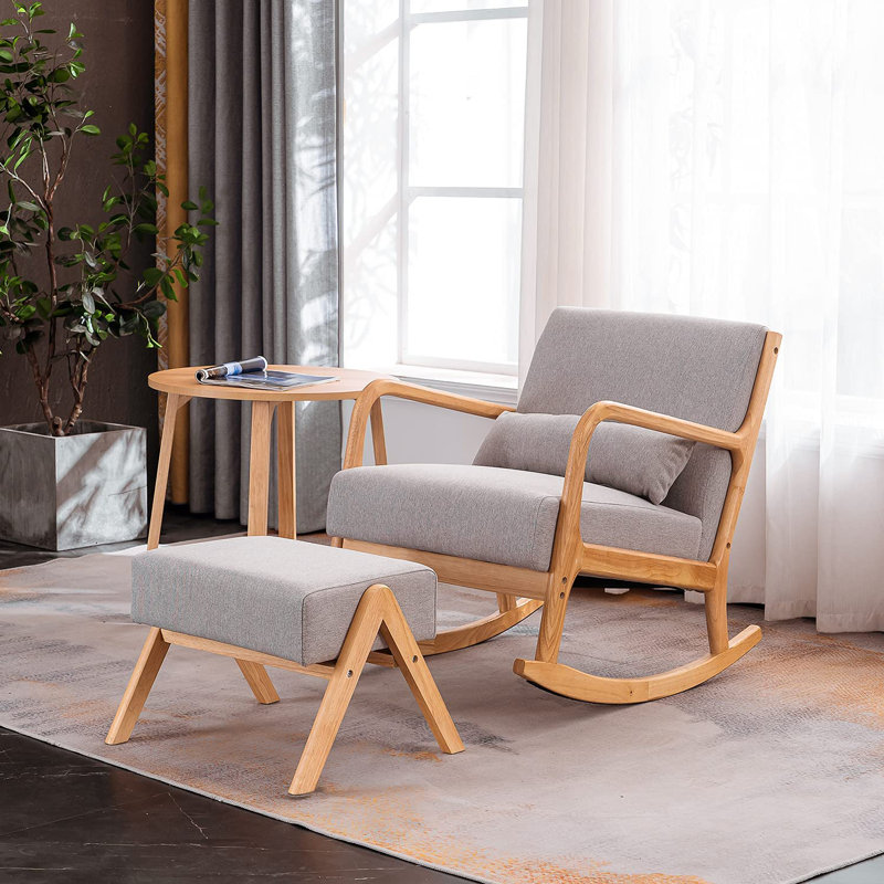 Chaise berçante inclinable avec repose-pieds Ahvianna, Gris